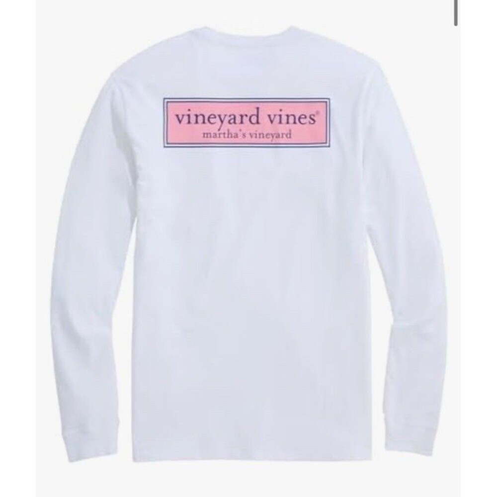 Vineyard Vines Long Sleeve T-Shirt Men’s XLWhite Classic Box Logo Pocket Tee